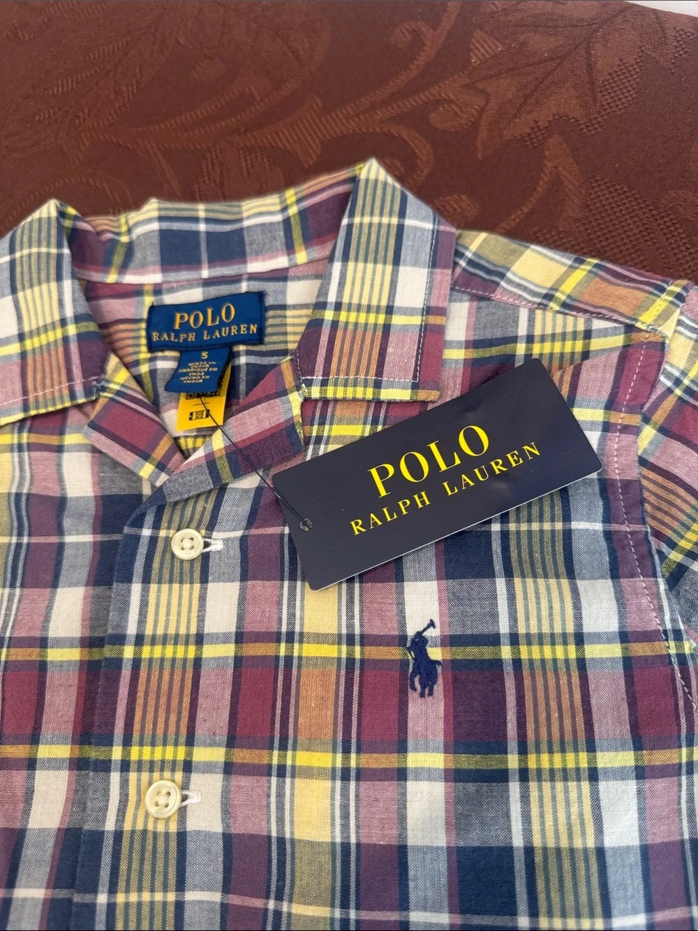 Polo by Ralph Lauren Plaid Cotton Camp Shirt. Boys size 5.